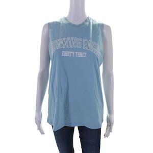 Running Bare Womens Cotton Totem Graphic Print Muscle Tank Top Blue Size 4/6